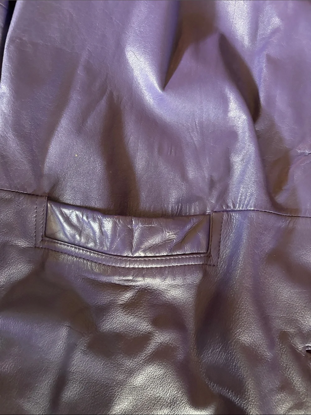 Women's Purple Leather Long Coat - Classic Button-Front Design